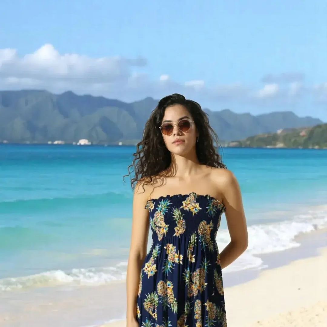 Pineapple Blue Moonkiss Hawaiian Dress - Made in Hawaii
