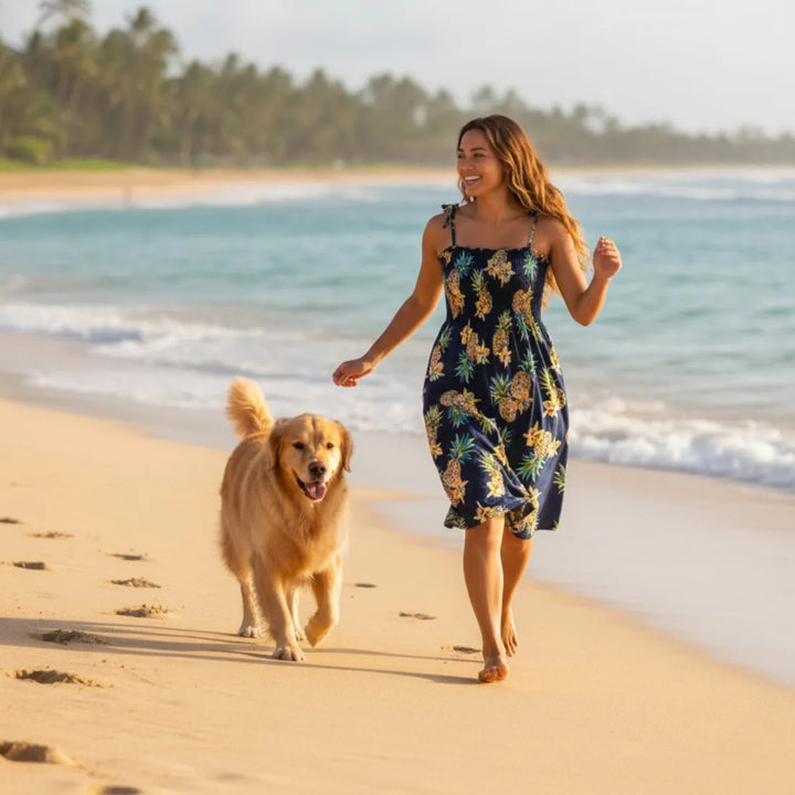 Pineapple Blue Moonkiss Hawaiian Dress - Made in Hawaii