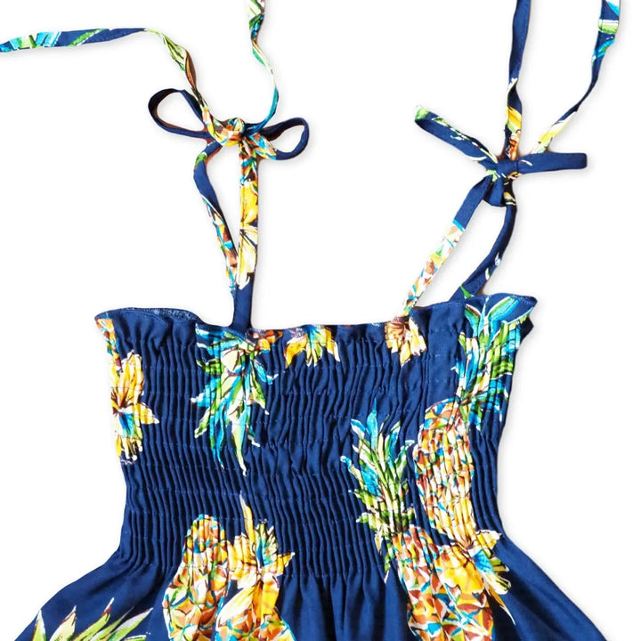 Pineapple Blue Sunkiss Hawaiian Girl Dress - Made in Hawaii