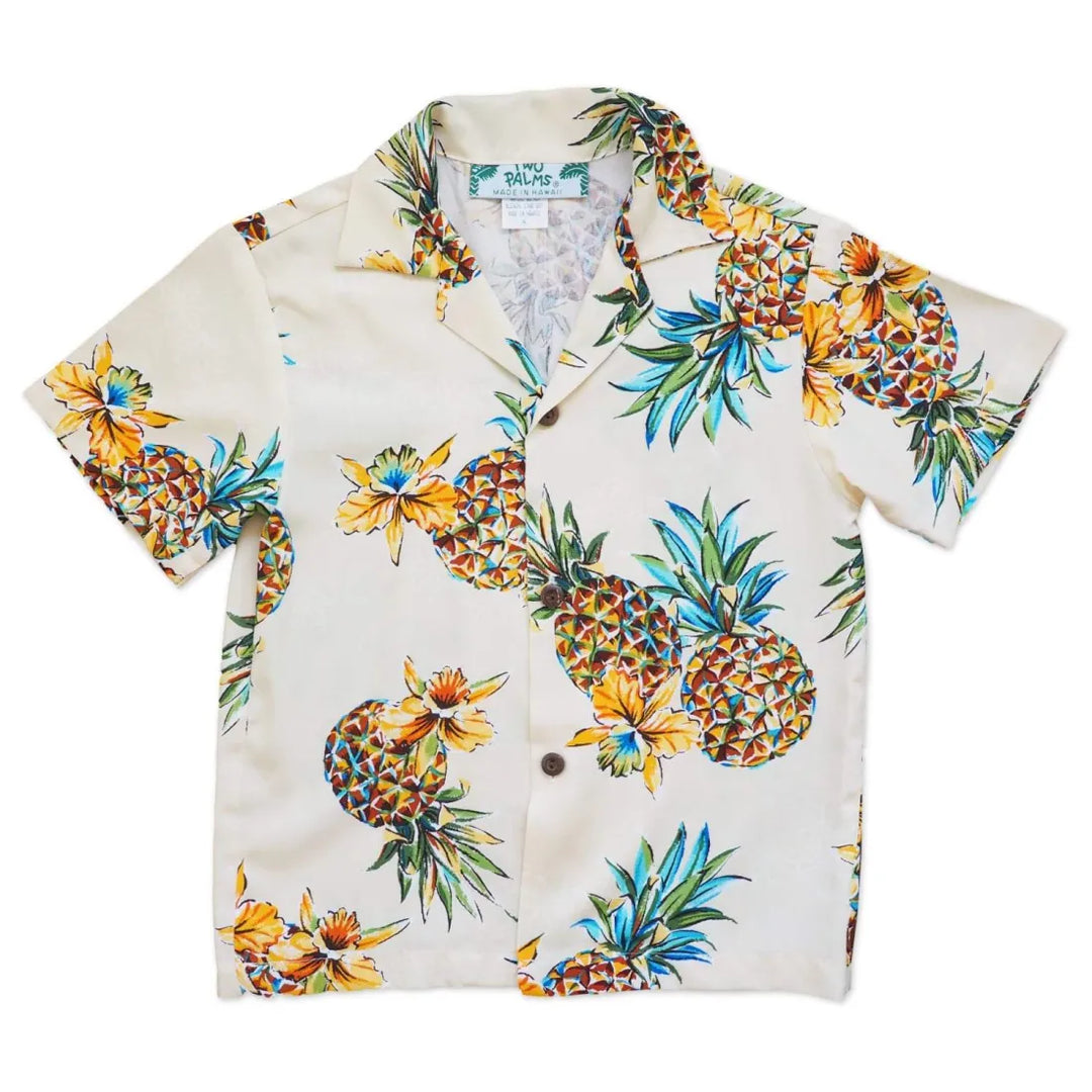 Pineapple Cream Hawaiian Boy Shirt - Made in Hawaii