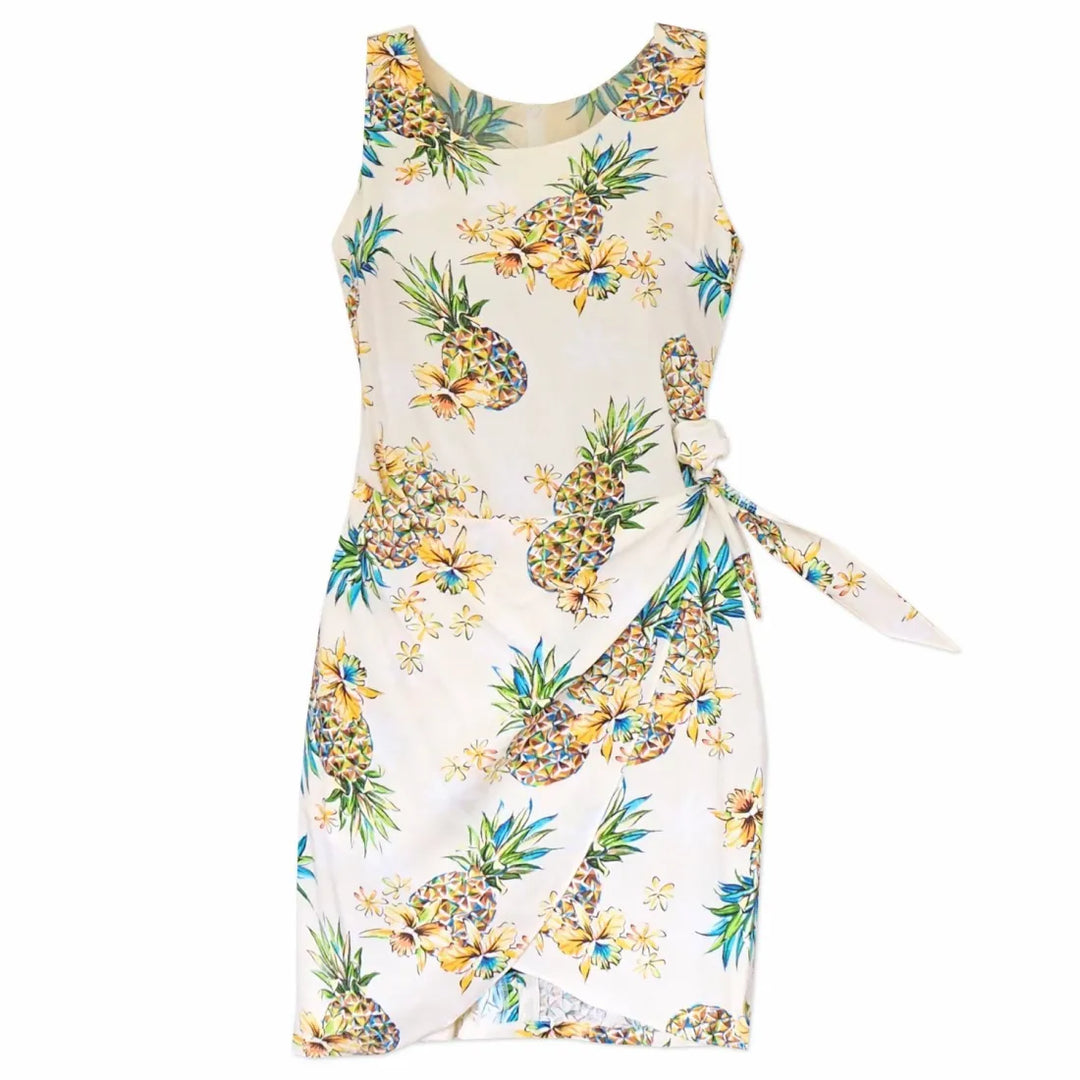 Pineapple Cream Honi Hawaiian Dress - Made in Hawaii