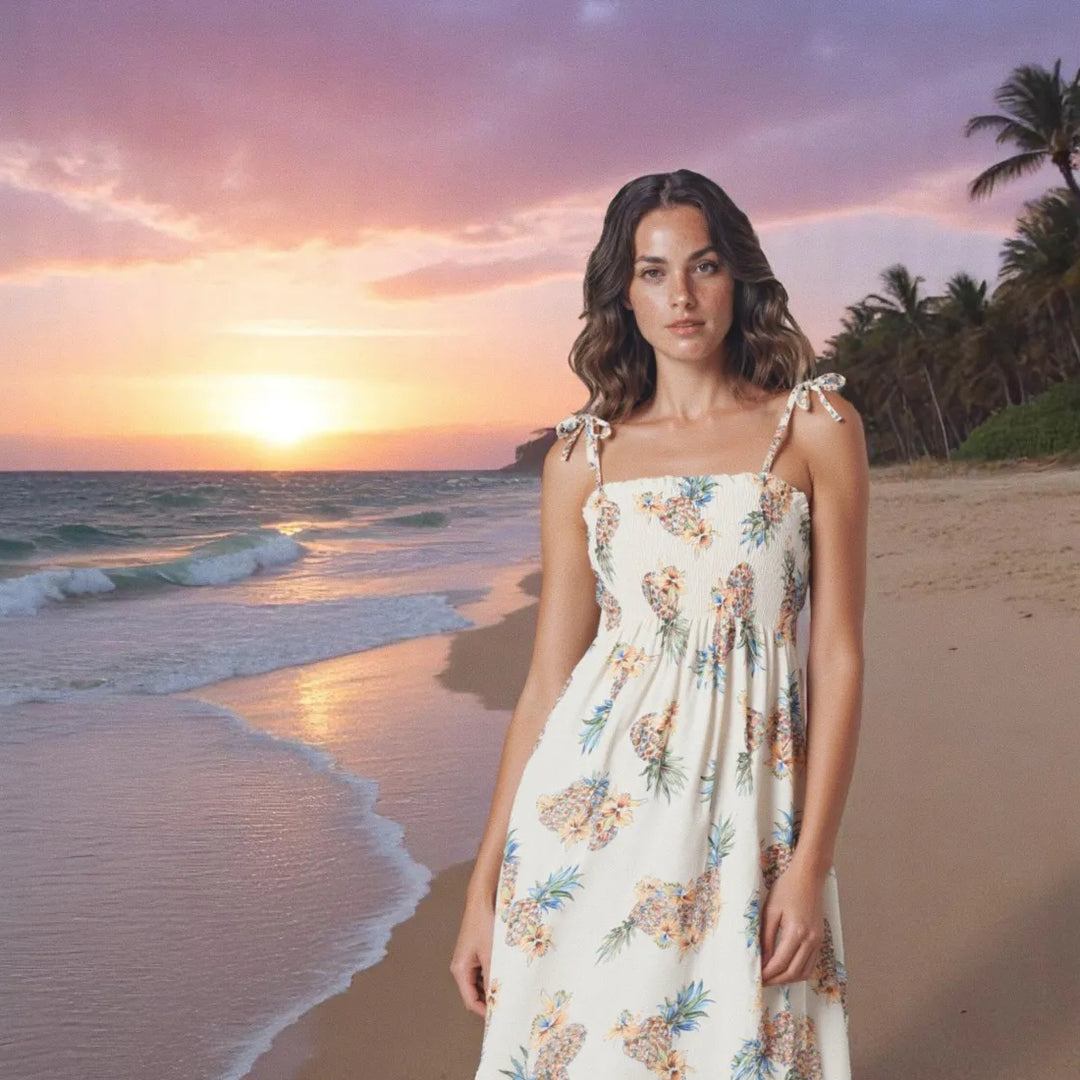 Pineapple Cream Moonkiss Hawaiian Dress - Made in Hawaii