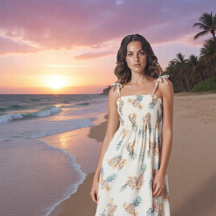 Pineapple Cream Moonkiss Hawaiian Dress - Made in Hawaii