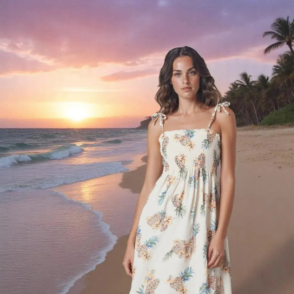 Pineapple Cream Moonkiss Hawaiian Dress - Made in Hawaii