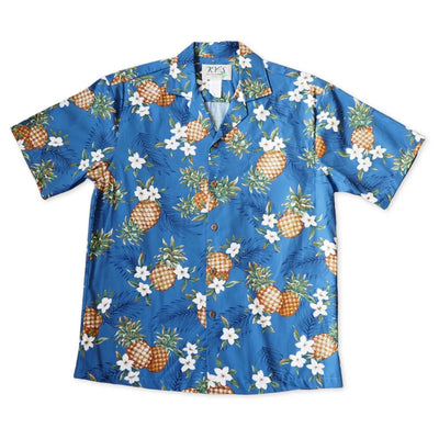 Pineapple Jam Blue Hawaiian Cotton Shirt - Made In Hawaii