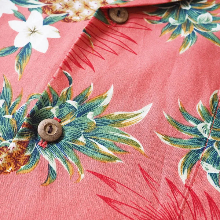 Pineapple Jam Pink Hawaiian Cotton Shirt - Made in Hawaii