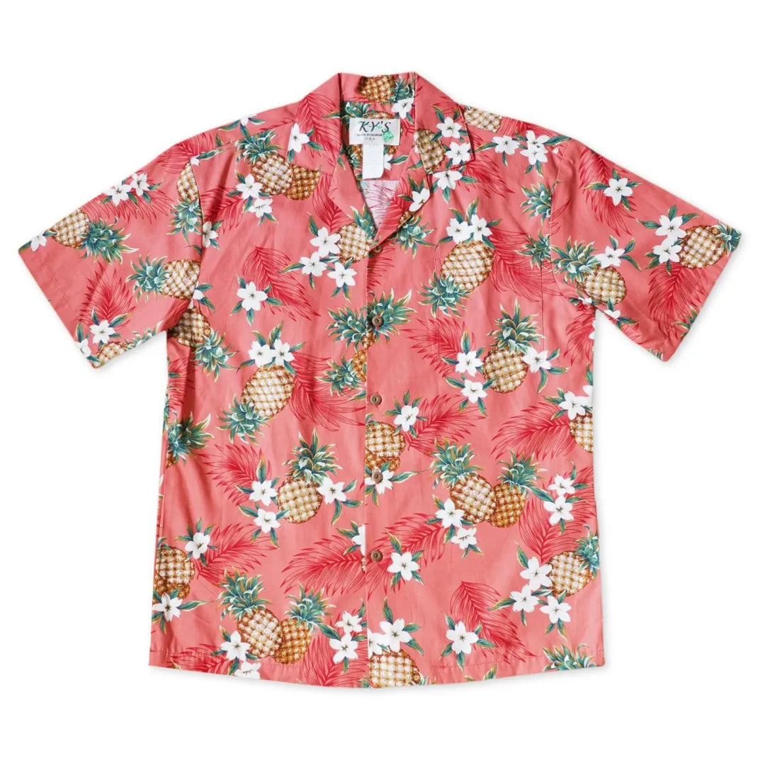 Pineapple Jam Pink Hawaiian Cotton Shirt - Made in Hawaii