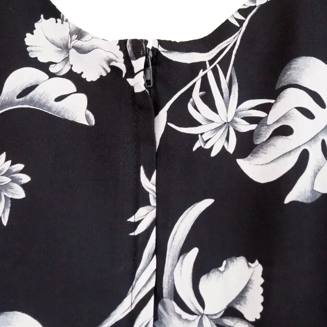 Pineapple Paradise Midi Hawaiian Dress in Black S / Black Pineapple Paradise Midi Hawaiian Dress in Black S / Black