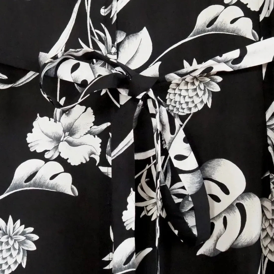 Pineapple Paradise Midi Hawaiian Dress in Black S / Black Pineapple Paradise Midi Hawaiian Dress in Black S / Black