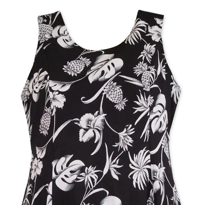 Pineapple Paradise Black Darling Midi Hawaiian Dress - Made in Hawaii