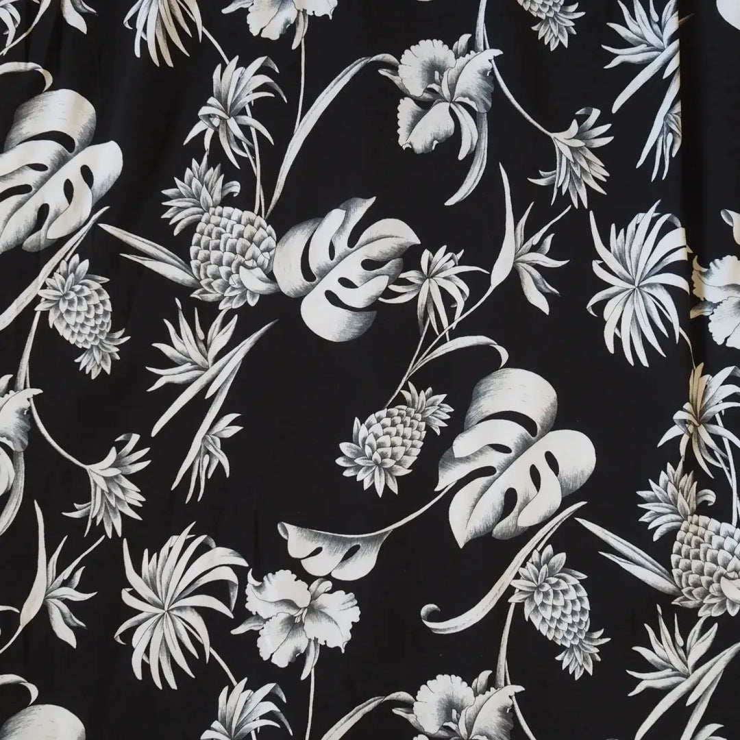 Pineapple Paradise Black Hawaiian Rayon Shirt - Made in Hawaii