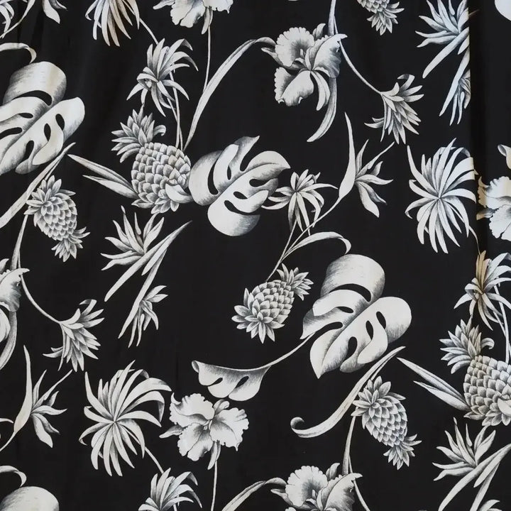 Pineapple Paradise Black Hawaiian Rayon Shirt Made in Hawaii