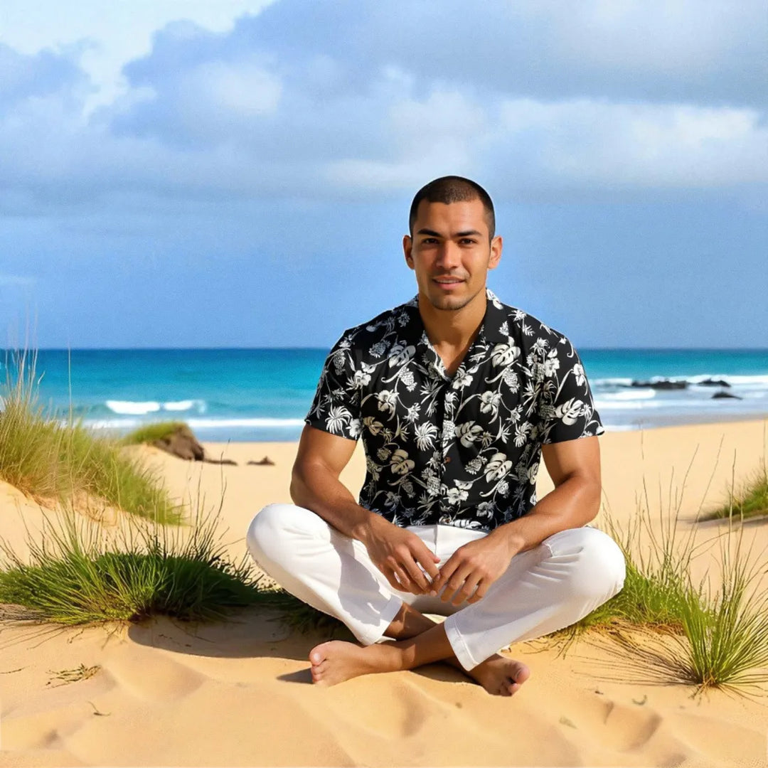 Pineapple Paradise Black Hawaiian Rayon Shirt - Made in Hawaii