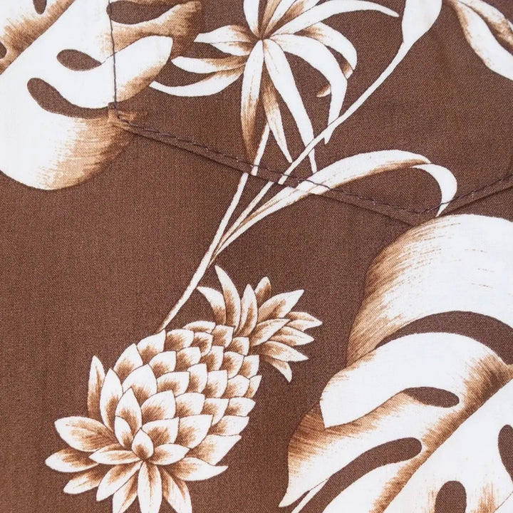 Pineapple Paradise Brown Hawaiian Rayon Shirt - Made in Hawaii