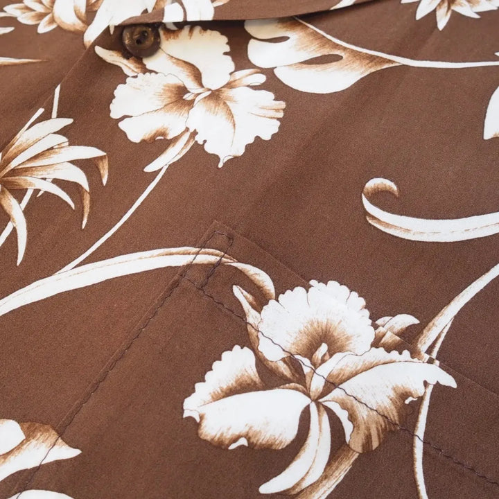 Pineapple Paradise Brown Hawaiian Rayon Shirt - Made in Hawaii