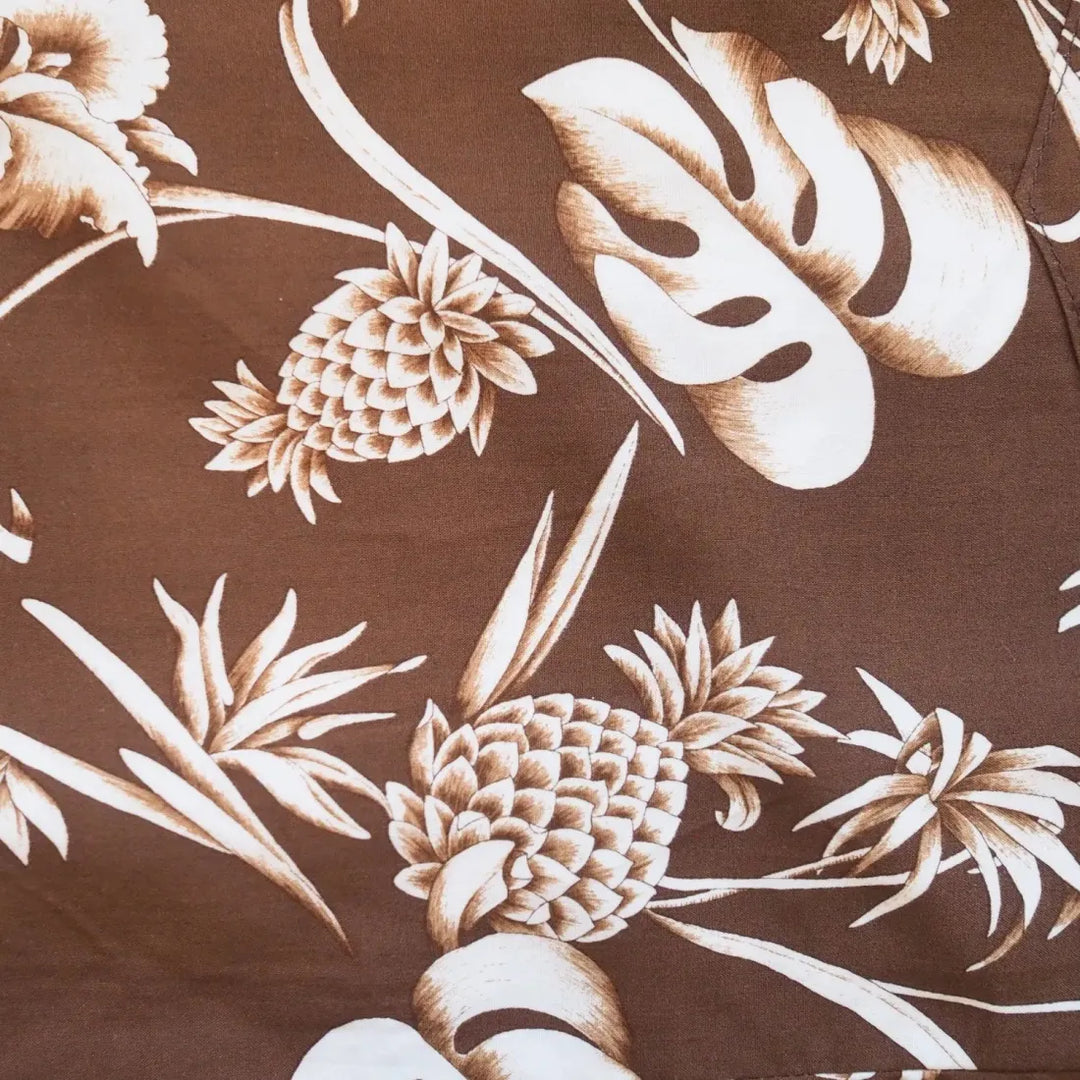 Pineapple Paradise Brown Hawaiian Rayon Shirt - Made in Hawaii