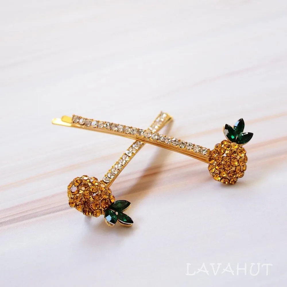 Pineapple Sparkly Hair Pin Set - Made in Hawaii