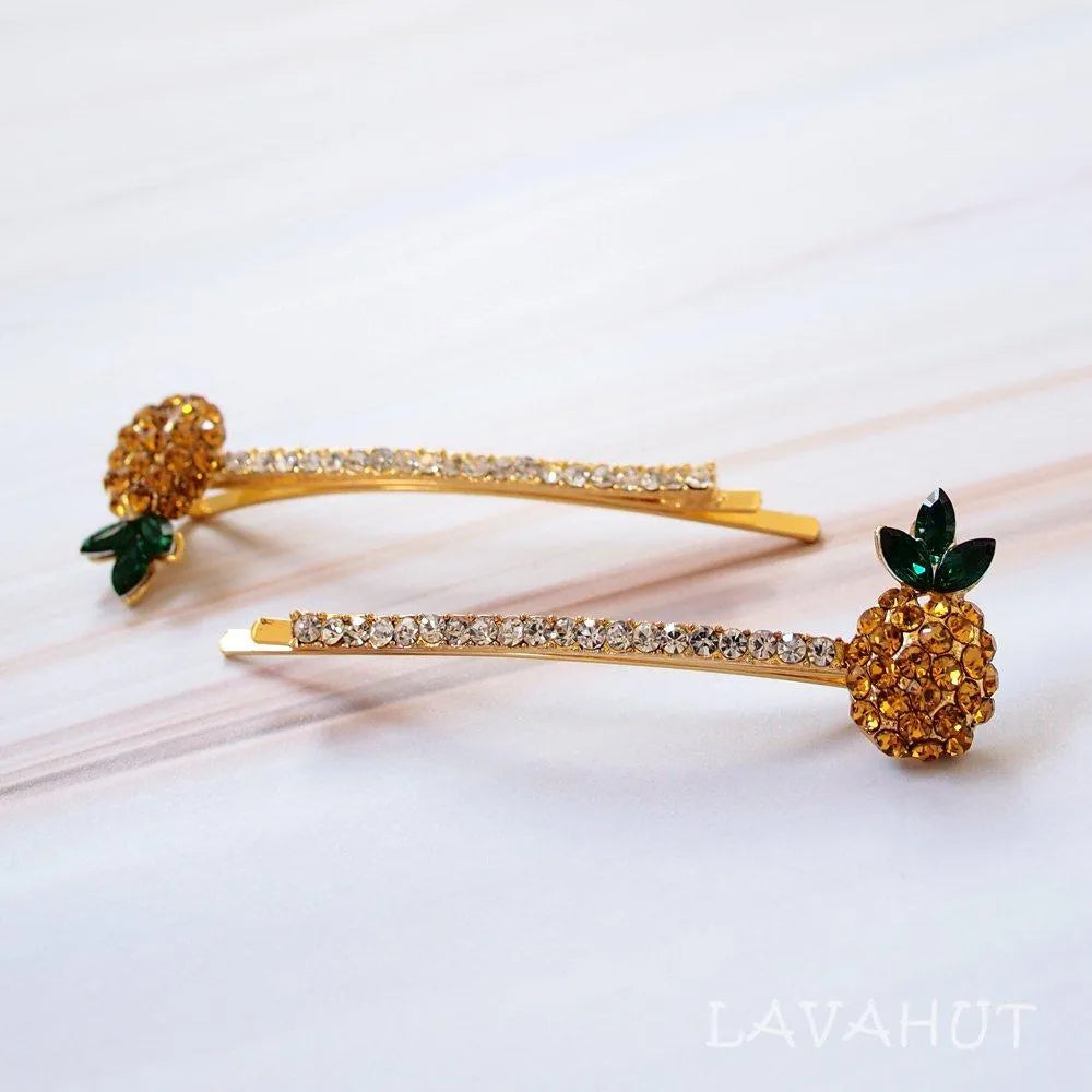 Pineapple Sparkly Hair Pin Set - Made in Hawaii