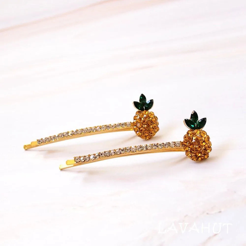 Pineapple Sparkly Hair Pin Set - Made in Hawaii