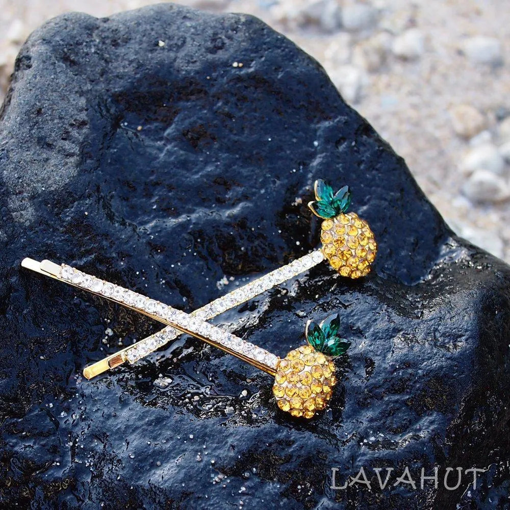 Pineapple Sparkly Hair Pin Set - Made In Hawaii