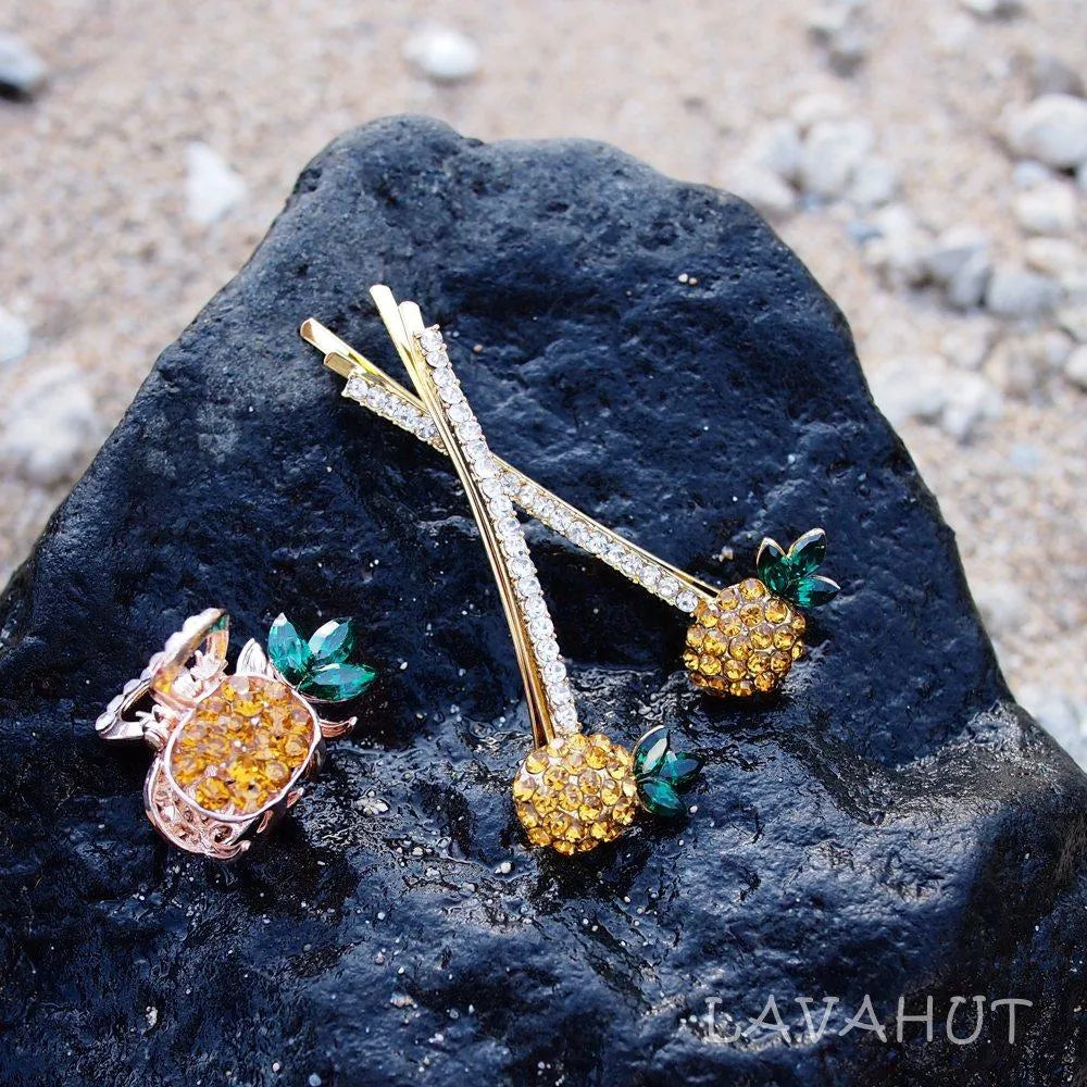 Pineapple Sparkly Hair Pin Set - Made in Hawaii