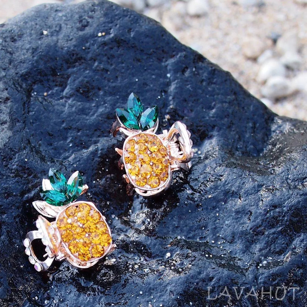 Pineapple Sparkly Hawaiian Flower Hair Claw Set - Made in Hawaii