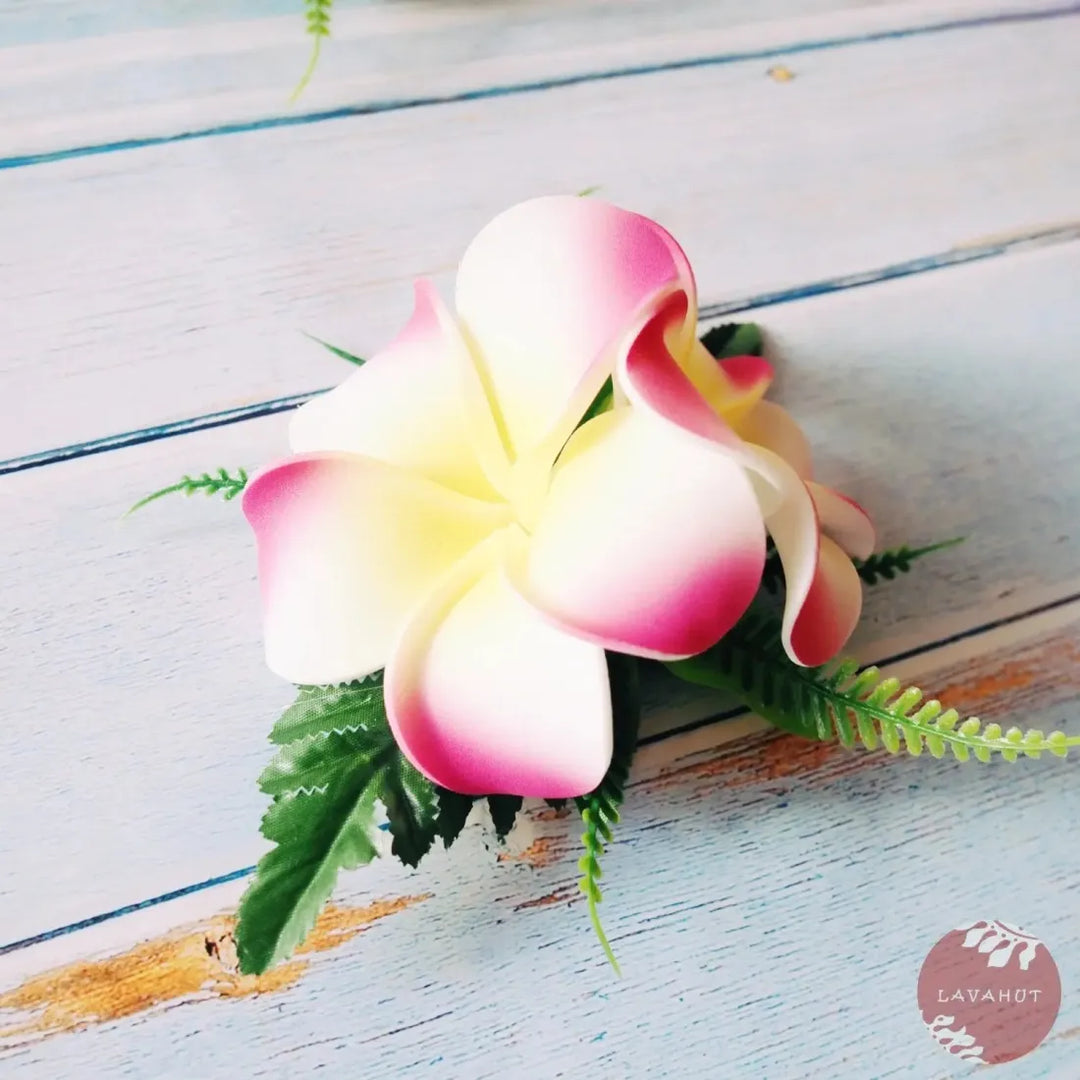 Pink Double Joy Plumeria Hawaiian Flower Hair Clip - Made in Hawaii