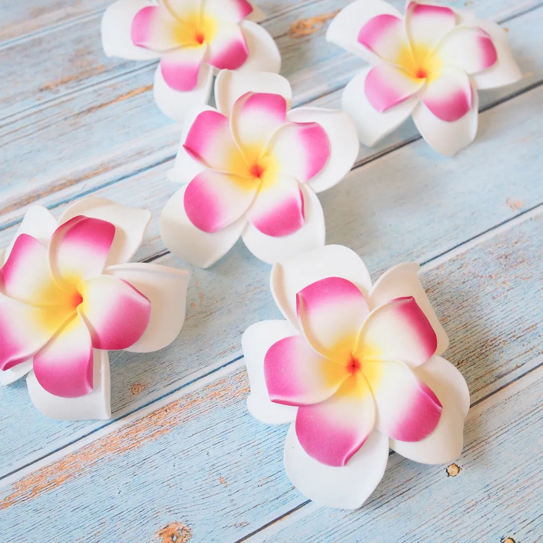 Pink Double Plumeria Flower Hair Clip - Made in Hawaii