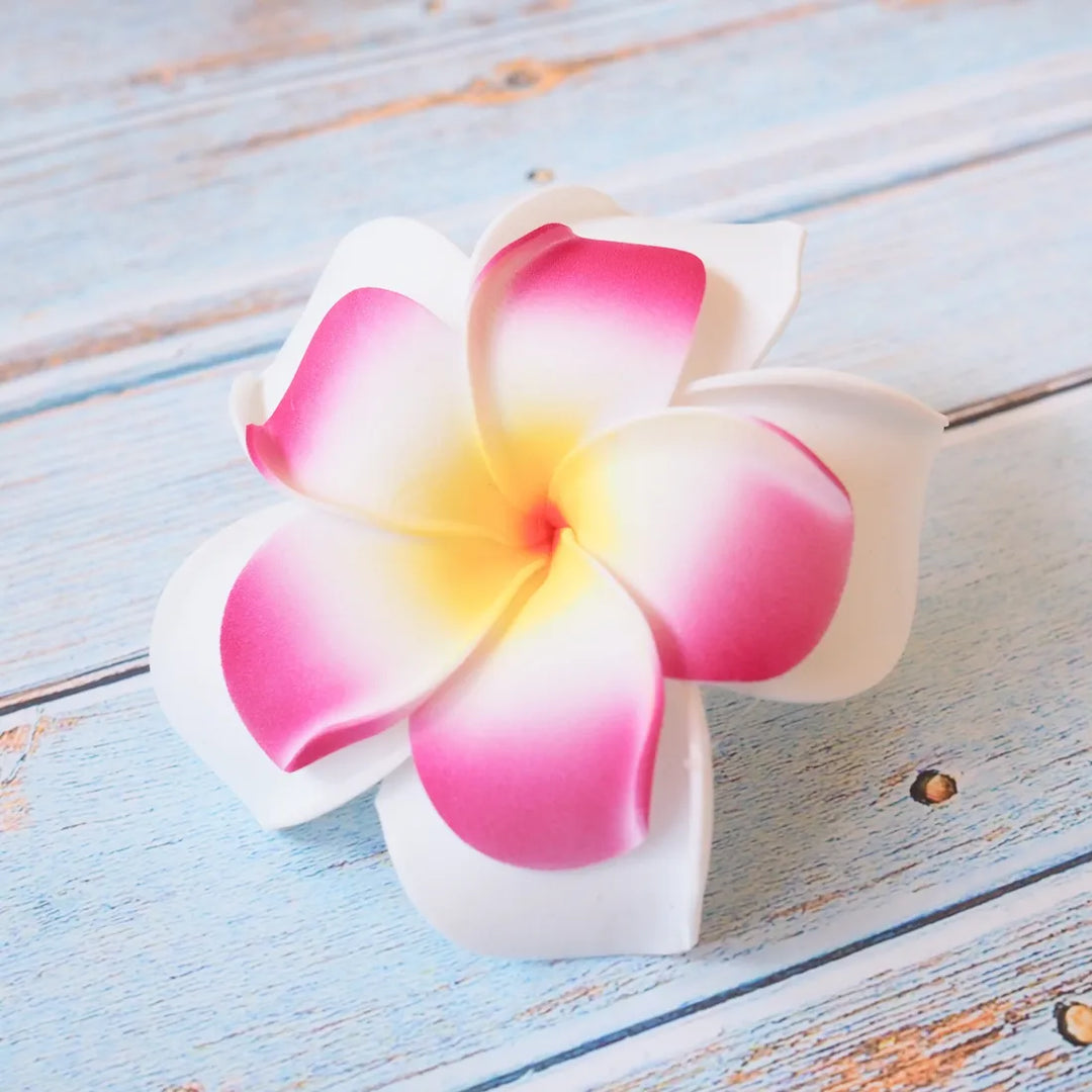 Pink Double Plumeria Flower Hair Clip - Made in Hawaii