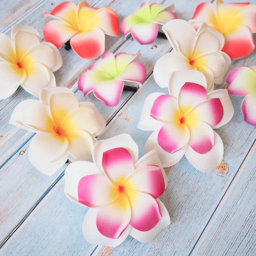 Pink Double Plumeria Flower Hair Clip - Made in Hawaii