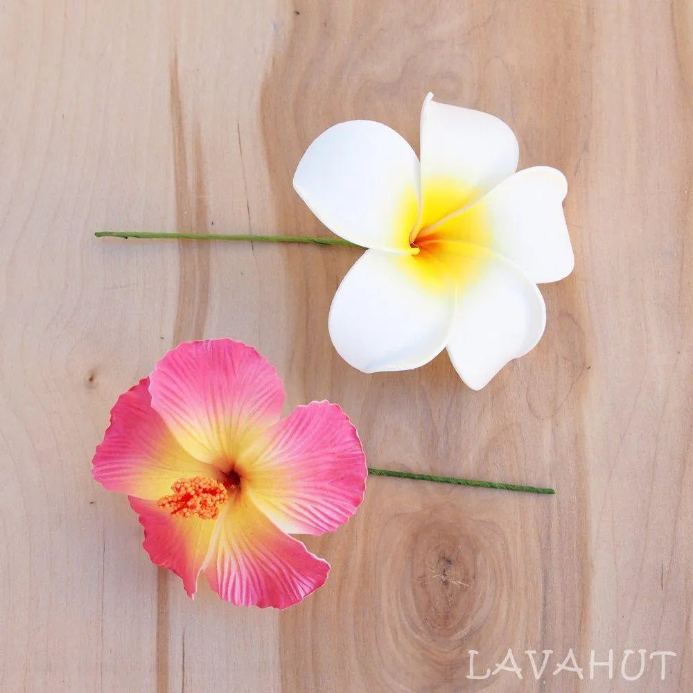 Pink Hibiscus Flower Ear Stick - Made in Hawaii