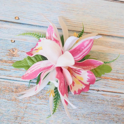 Pink Orchid Cheer Hawaiian Flower Hair Clip - Made In Hawaii