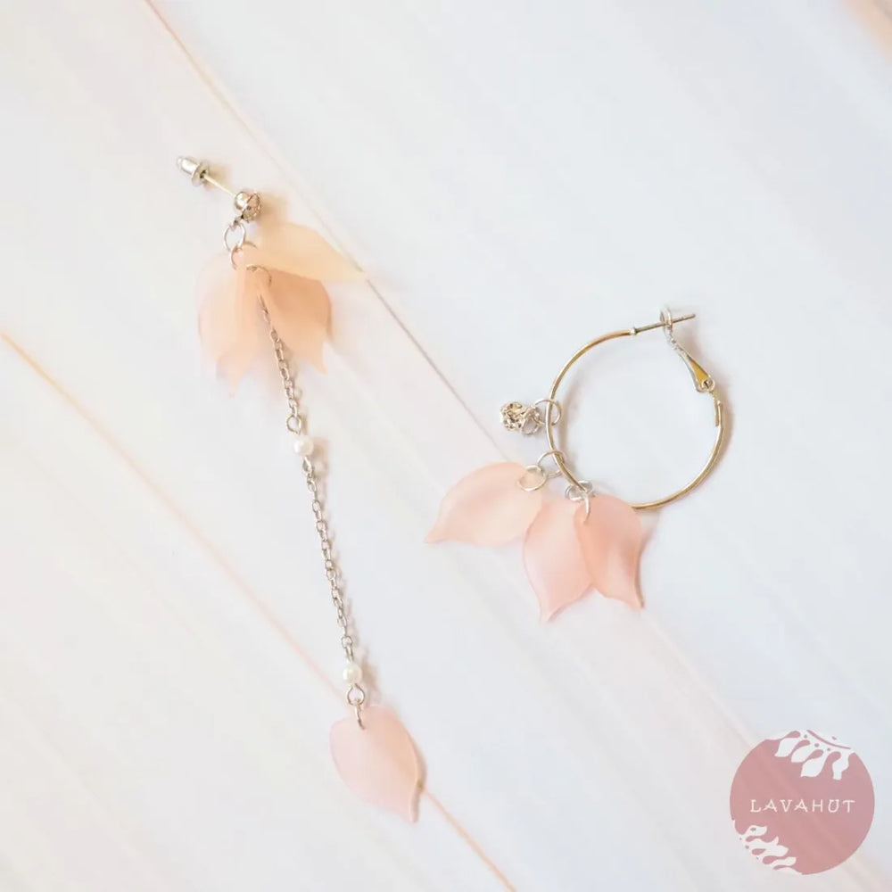 Pink Petals Asymmetric Earrings - Made in Hawaii