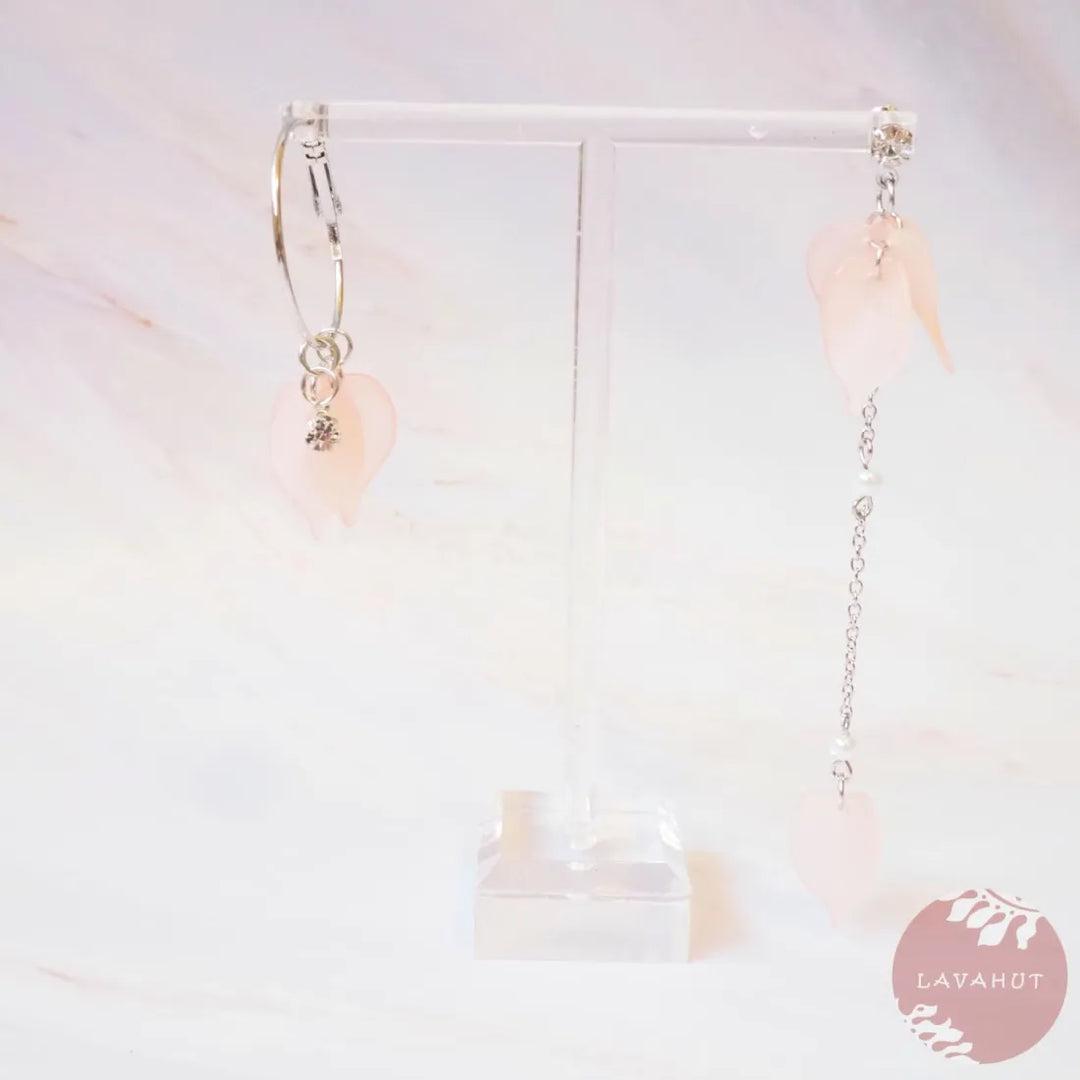 Pink Petals Asymmetric Earrings - Made in Hawaii