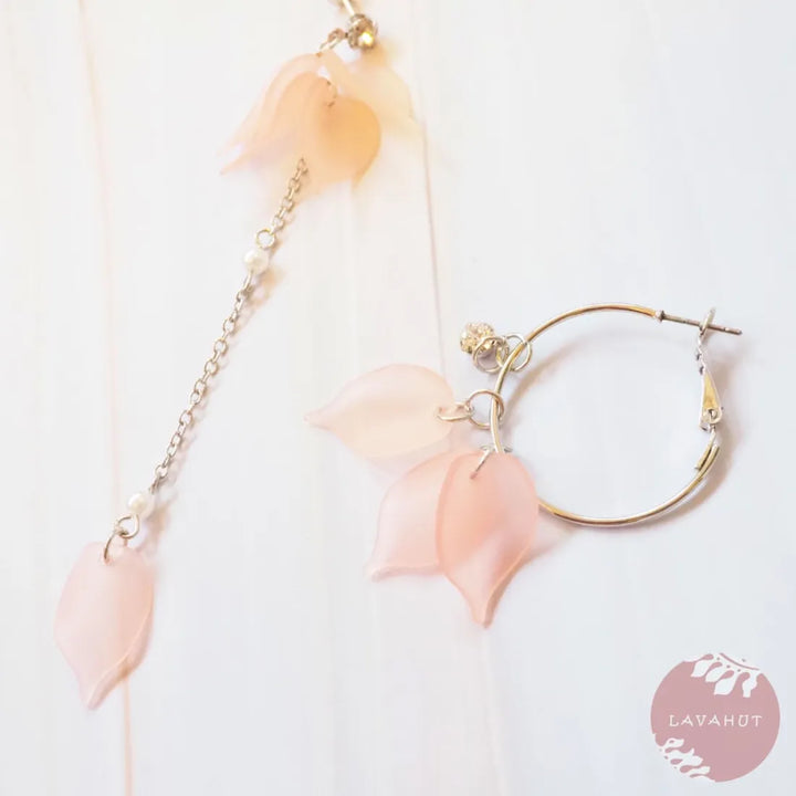 Pink Petals Asymmetric Earrings - Made in Hawaii