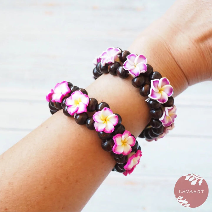 Pink Plumeria Goddess Stretch Bracelet - Made in Hawaii