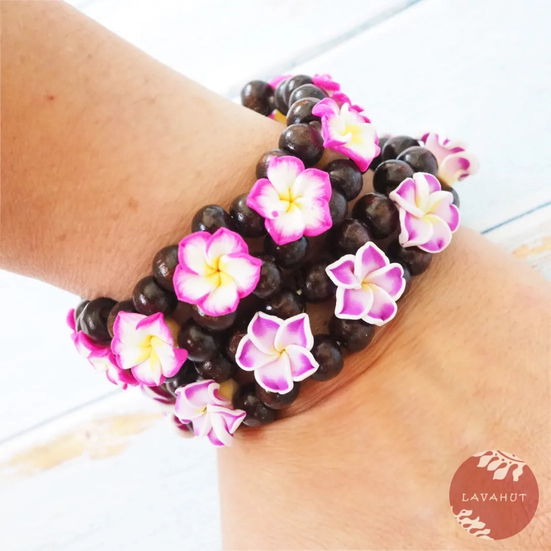 Pink Plumeria Goddess Stretch Bracelet - Made in Hawaii