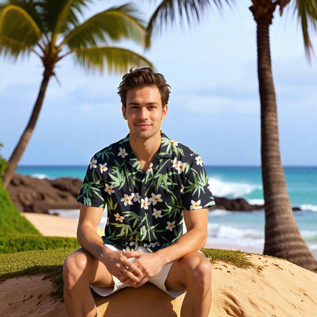Pipiwai Black Hawaiian Rayon Shirt Made in Hawaii