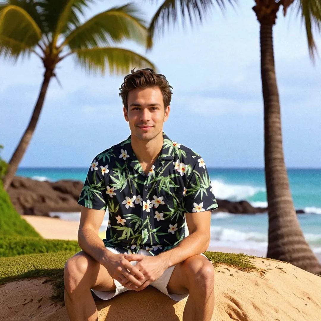Pipiwai Black Hawaiian Rayon Shirt - Made in Hawaii