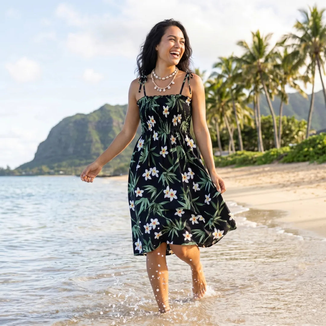 Pipiwai Black Moonkiss Hawaiian Dress - Made in Hawaii