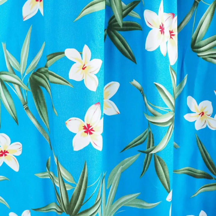 Pipiwai Blue Hawaiian Rayon Fabric by the Yard - Made in Hawaii