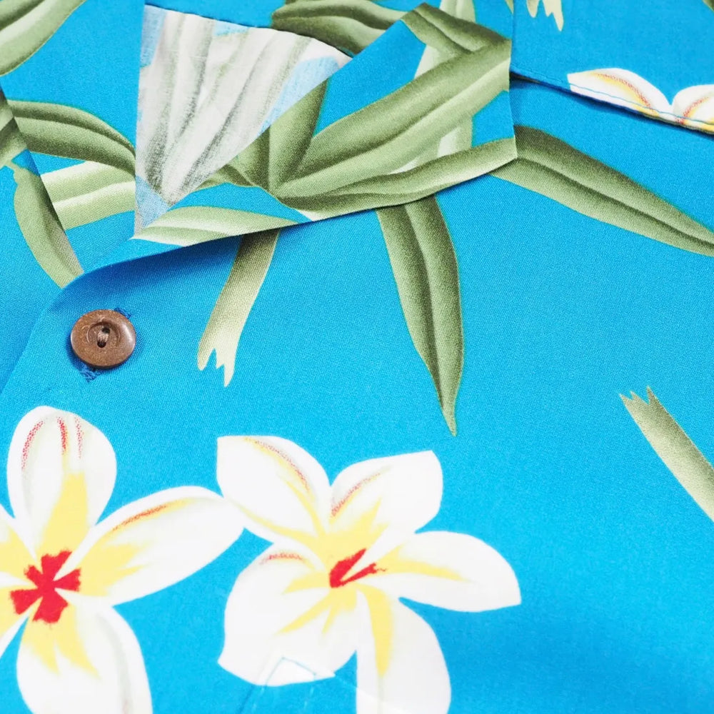 Pipiwai Blue Hawaiian Rayon Shirt - Made in Hawaii