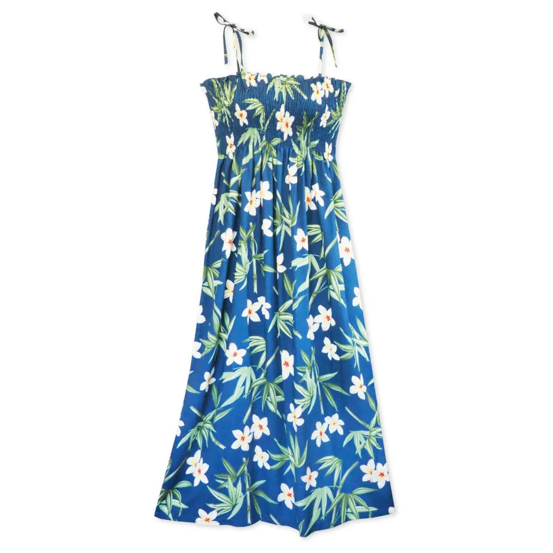 Pipiwai Indigo Maxi Hawaiian Dress - Made in Hawaii