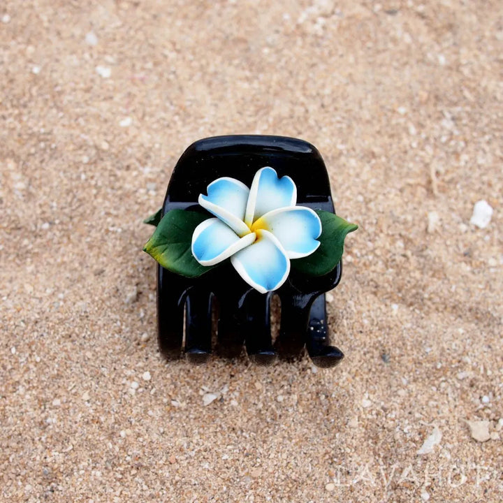 Plumeria Blue Hawaiian Flower Hair Claw - Made in Hawaii