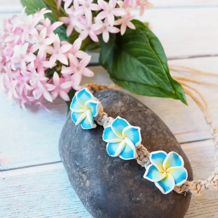 Plumeria Dream Blue Friendship Bracelet - Made in Hawaii