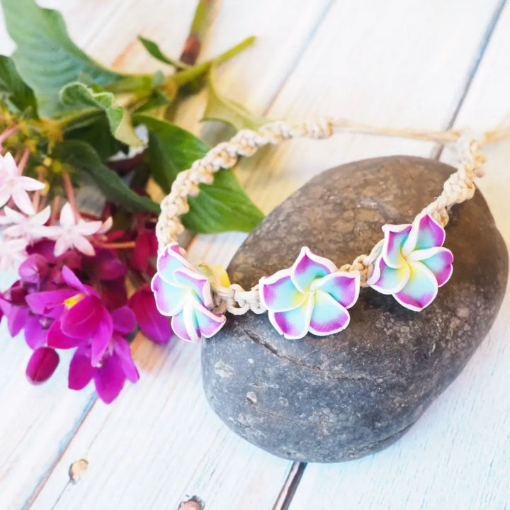 Plumeria Dream Purple Friendship Bracelet - Made in Hawaii