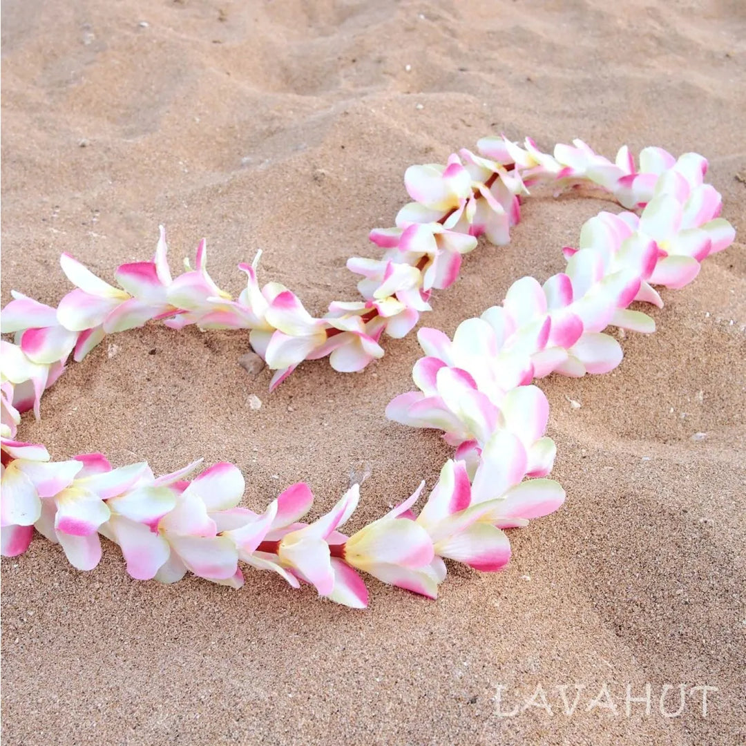 Plumeria Pink Hawaiian Flower Lei - Made in Hawaii