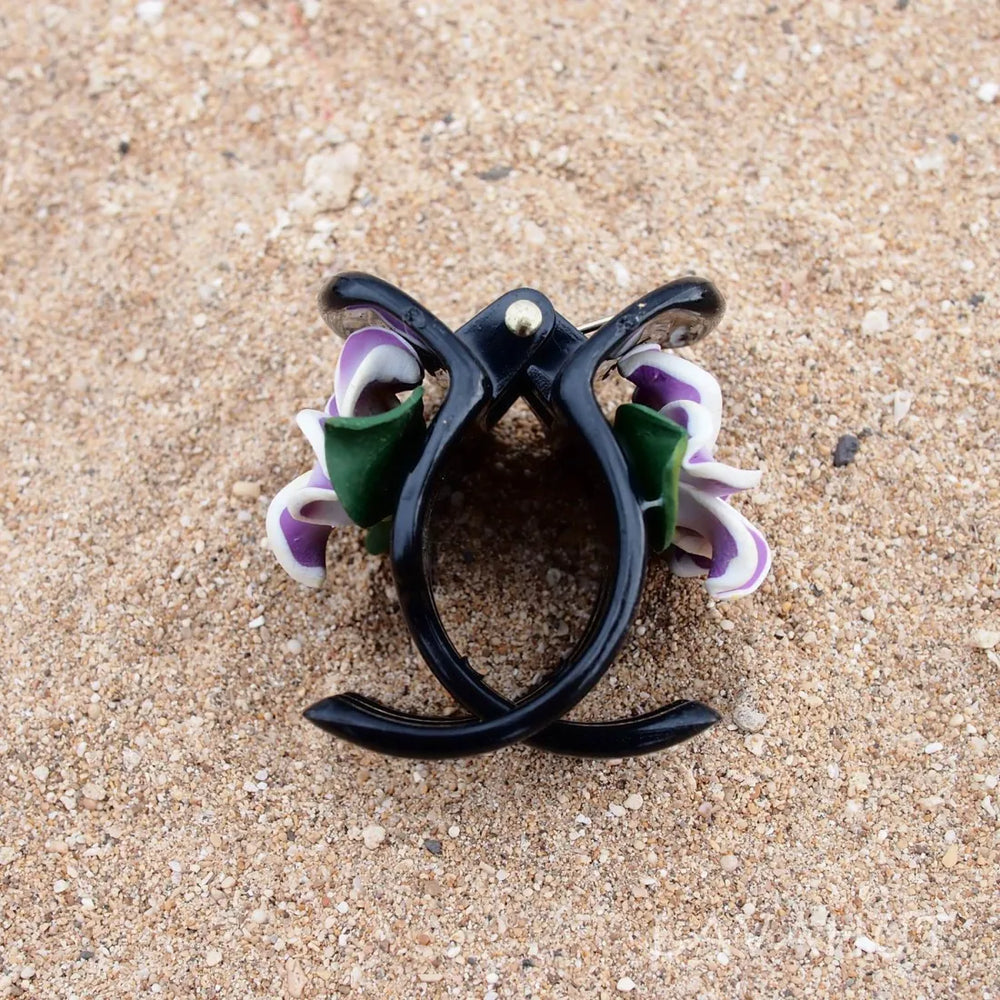 Plumeria Purple Hawaiian Flower Hair Claw - Made in Hawaii