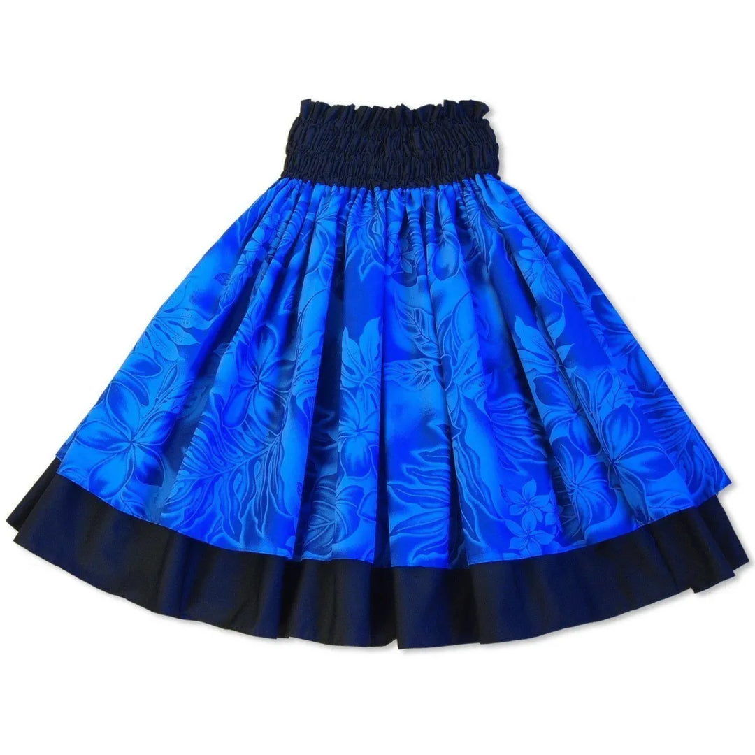 Plumeria Shadow Blue Double Pa’u Hawaiian Hula Skirt - Made in Hawaii