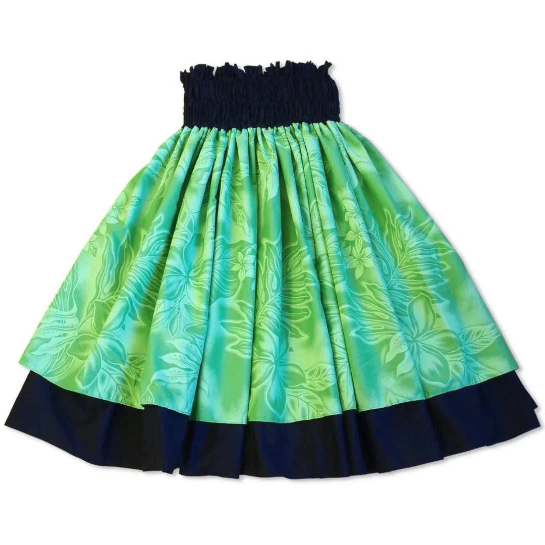 Plumeria Shadow Green Double Pa’u Hawaiian Hula Skirt - Made in Hawaii